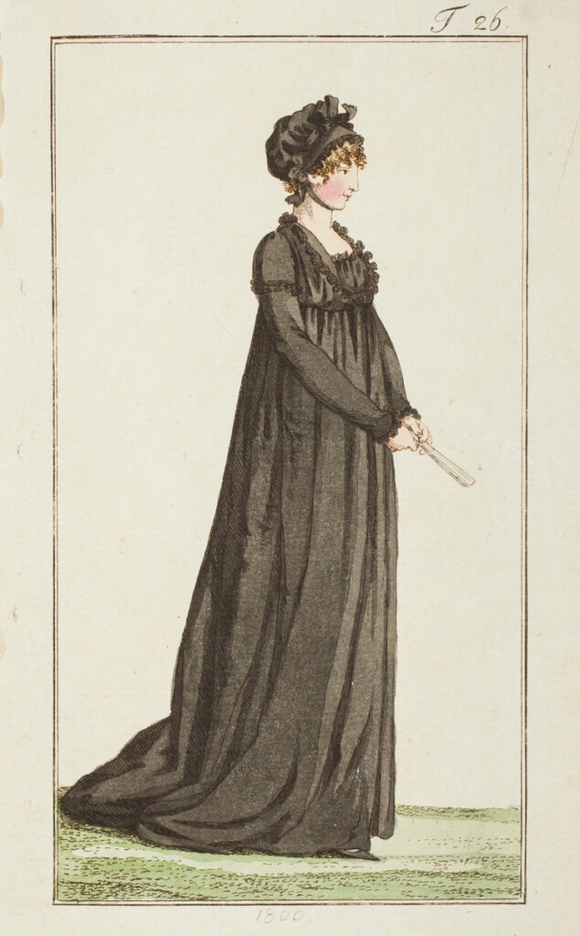 Darstellung einer Dame um 1800 in Trauerkleidung.
